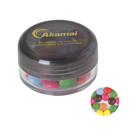 Rond potje met choco carletties lichtblauw 4 kleuren 10031