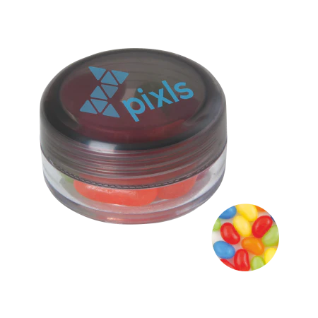 Rond potje met jelly beans lichtblauw 4 kleuren 10042