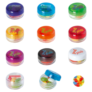 Rond potje met jelly beans met logo