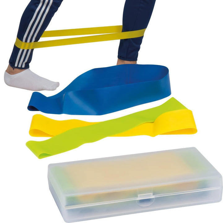 Elastische fitnessbanden in een kunststof box bedrukken