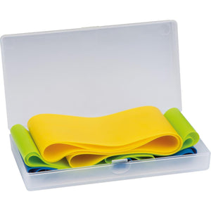 Elastische fitnessbanden in een kunststof box 3573