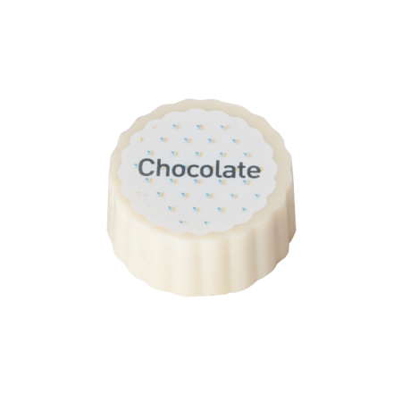 Bonbon witte chocolade met hazelnoot praline bedrukken