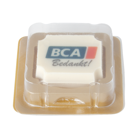 Bonbon witte chocolade met hazelnoot praline bedrukken