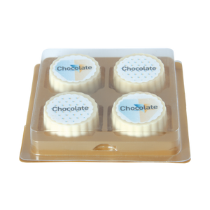 4 bonbons witte chocolade met hazelnoot praline bedrukken