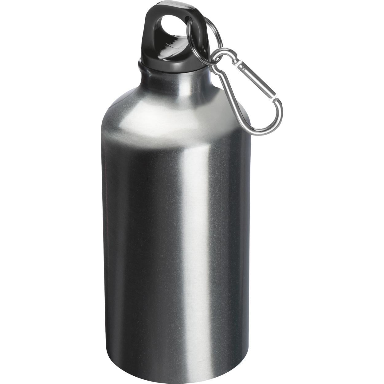 Metalen drinkfles met karabijnhaak donkerblauw Graveren 7873