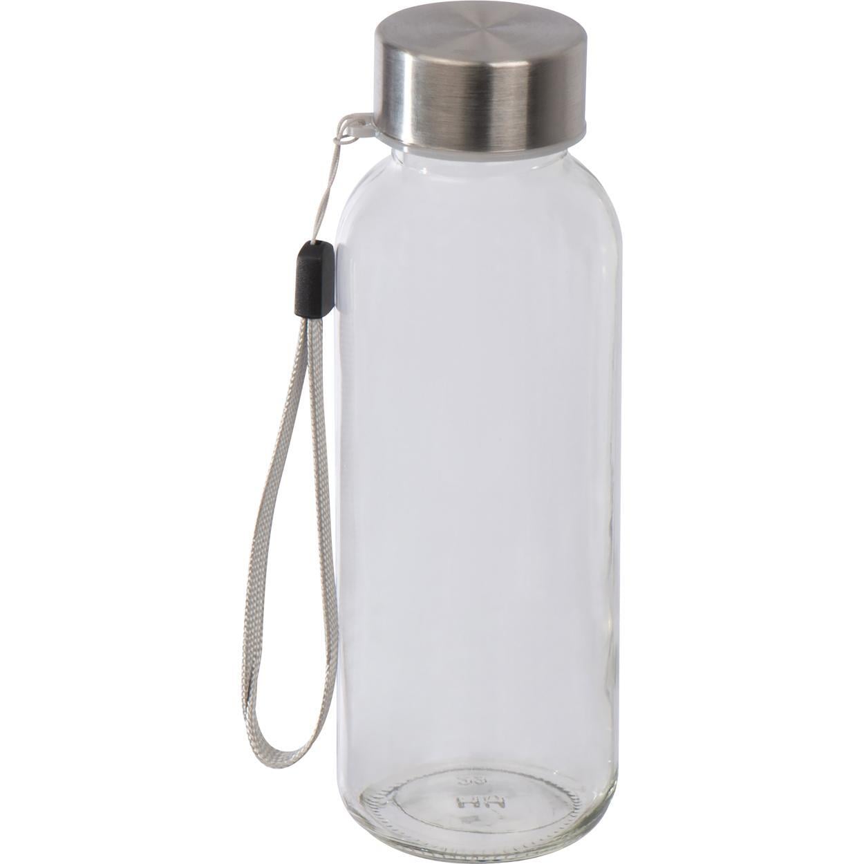 Drinkfles van glas met neopreen hoesje wit 1 kleur 3152