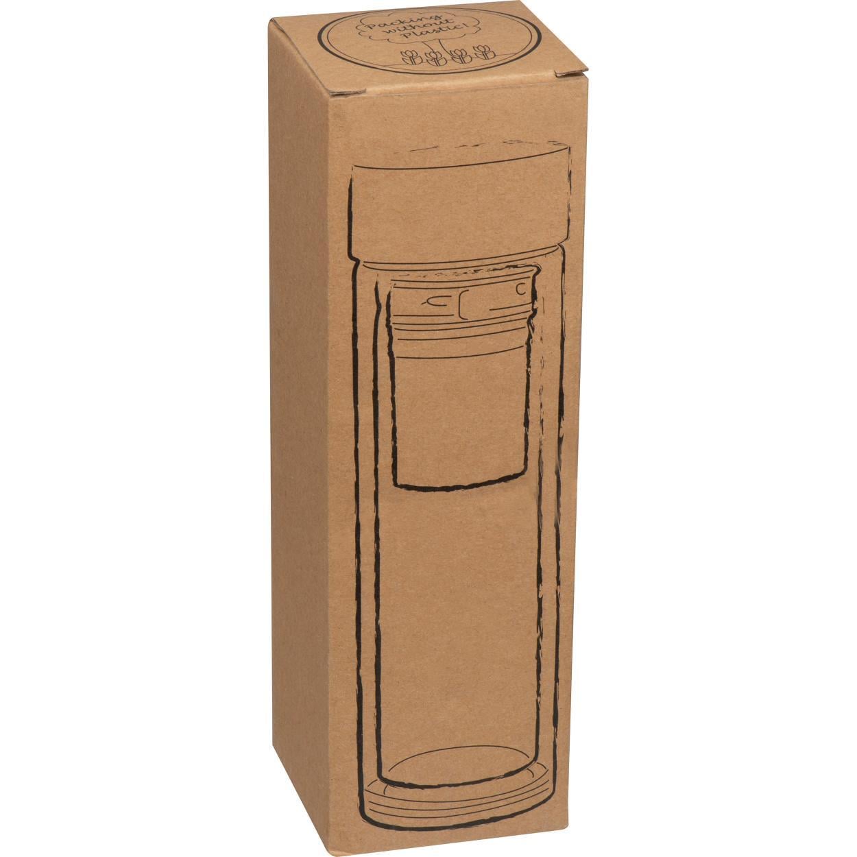420 ml dubbelwandige glazen fles met bamboo deksel sample