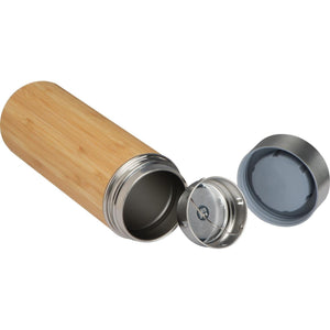 Drinkbeker RVS met bamboelook 3084