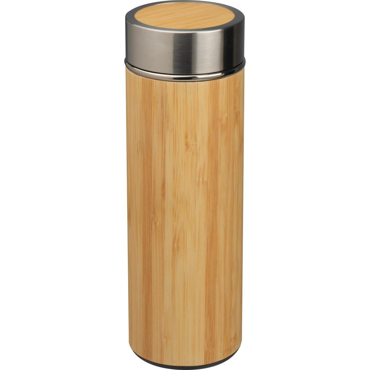 Drinkbeker RVS met bamboelook bedrukken