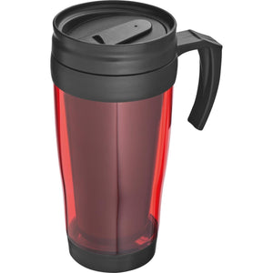Kunststof drinkbeker met afsluitbare deksel- 0,4L rood 1 kleur 6808