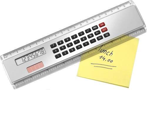 liniaal (20 cm) met ingeb solar calculator. bedrukken