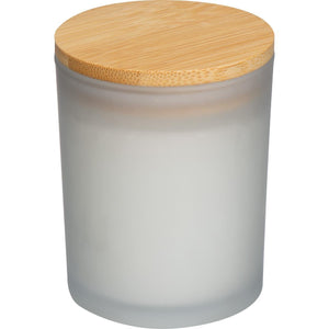 Kaars in glas met bamboedeksel 5690