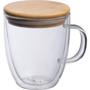 Dubbelwandig glas met greep - 350 ml bedrukken