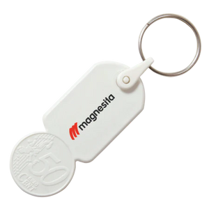 Sleutelhanger winkelwagenmuntje &euro; 0,50 donkerblauw 4 kleuren 11577