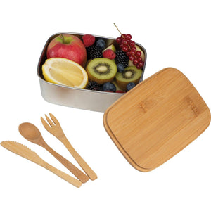Grote lunchbox met bestek en deksel van bamboe 4644