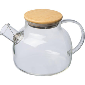 Theekan van glas met bamboe deksel bedrukken