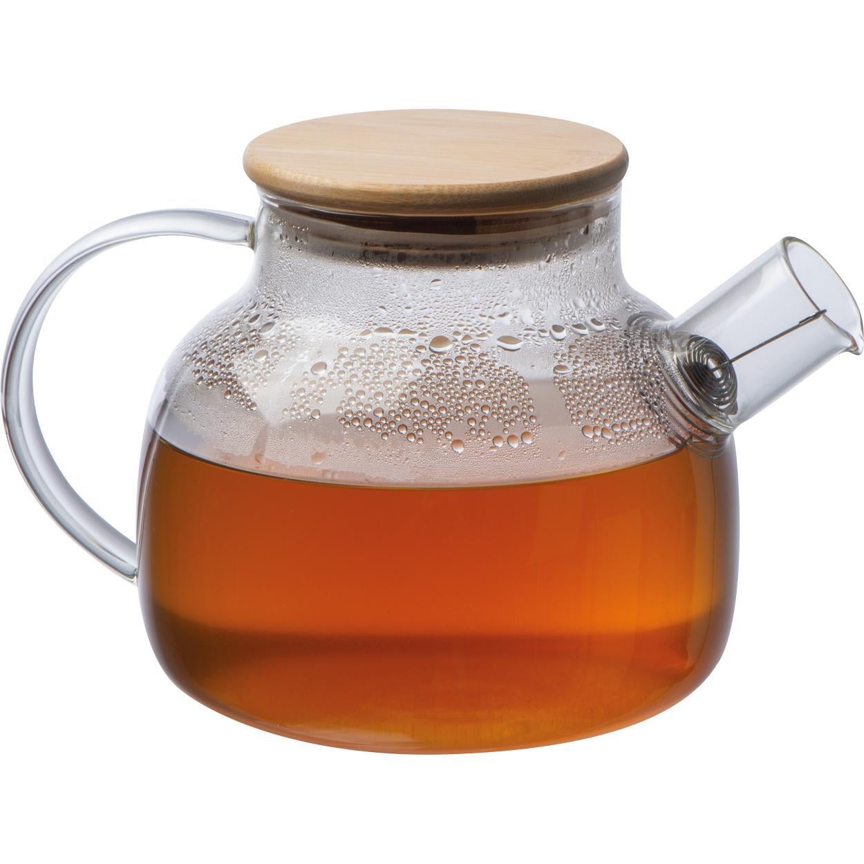 Theekan van glas met bamboe deksel 12440