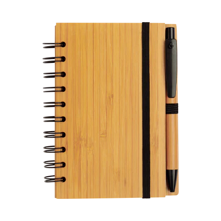 Bamboe notitieboek A6 met pen bedrukken