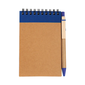Recycled notitieboek A6 met pen donkerblauw onbedrukt 9744