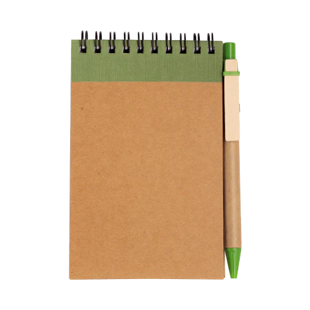 Recycled notitieboek A6 met pen lichtgroen 1 kleur 9745