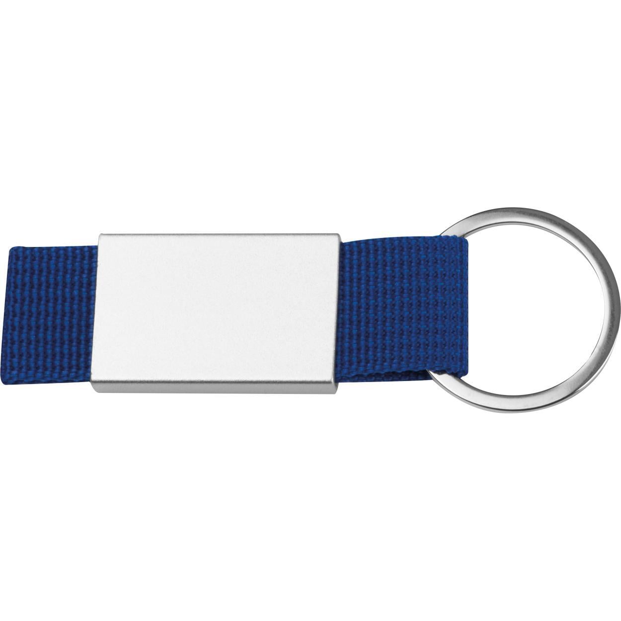 Sleutelhanger van stof en metaal sample