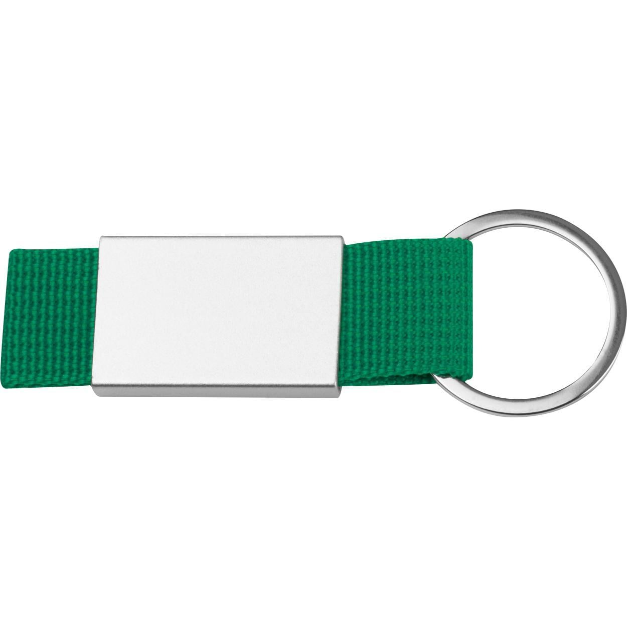 Sleutelhanger van stof en metaal sample