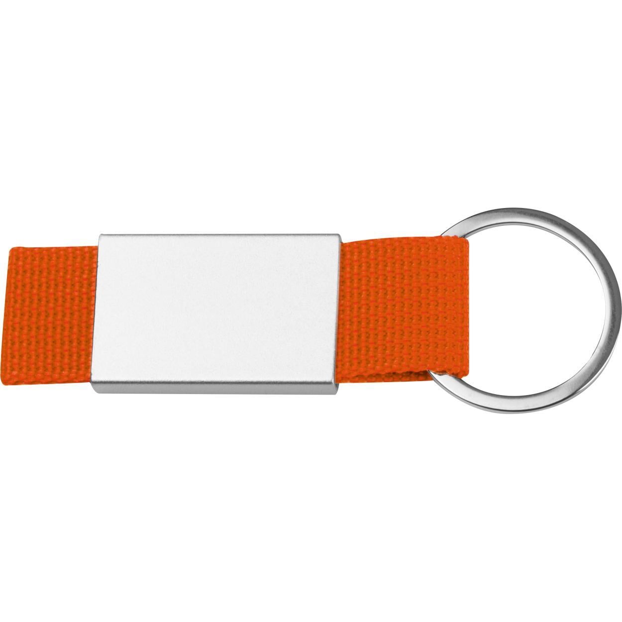 Sleutelhanger van stof en metaal sample