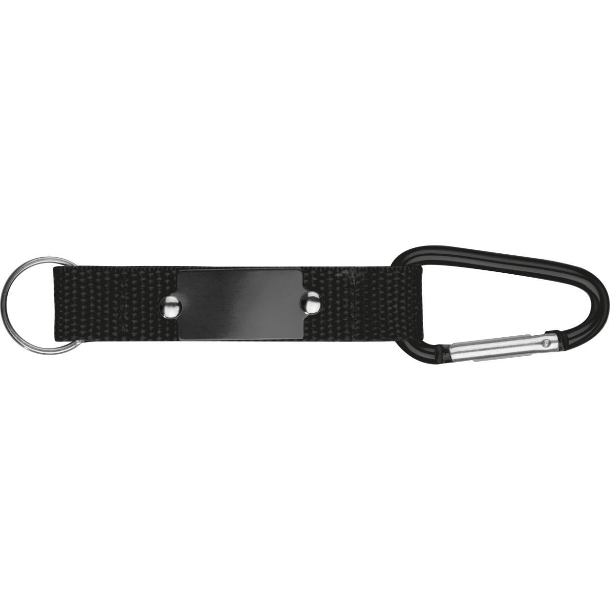 Sleutelhanger met karabijnhaak en metalen plaatje sample