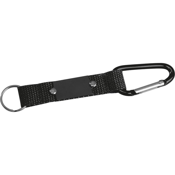 Sleutelhanger met karabijnhaak en metalen plaatje sample