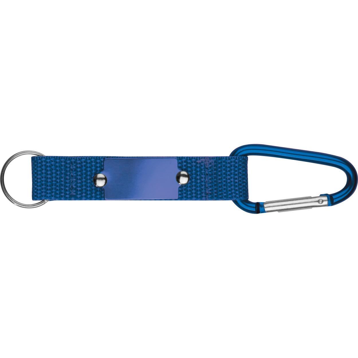 Sleutelhanger met karabijnhaak en metalen plaatje sample