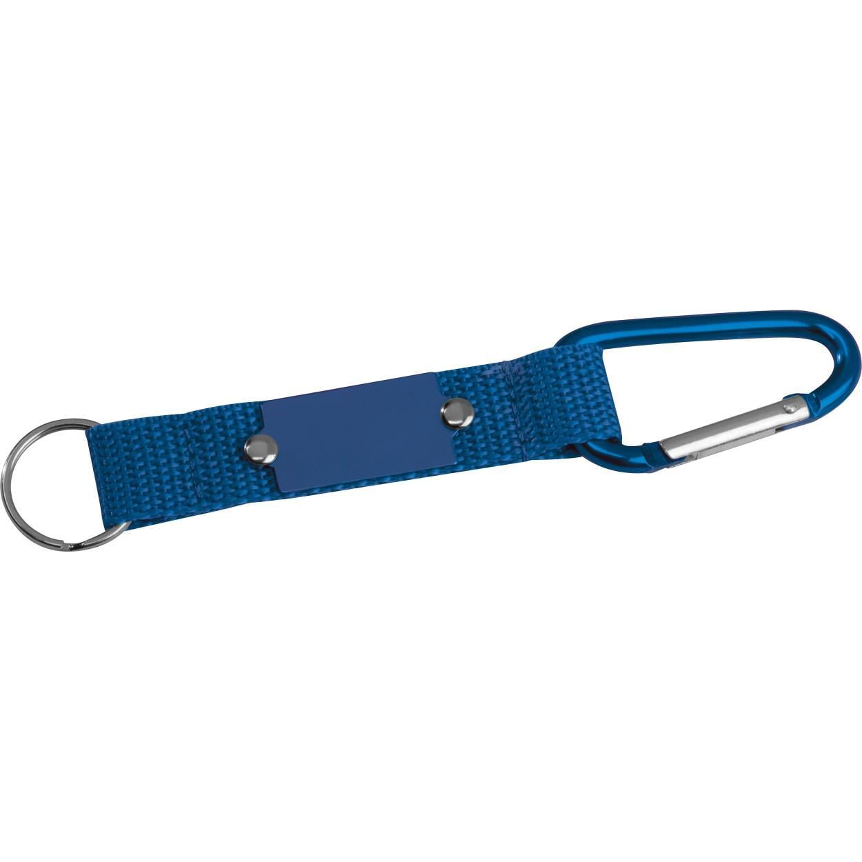Sleutelhanger met karabijnhaak en metalen plaatje sample