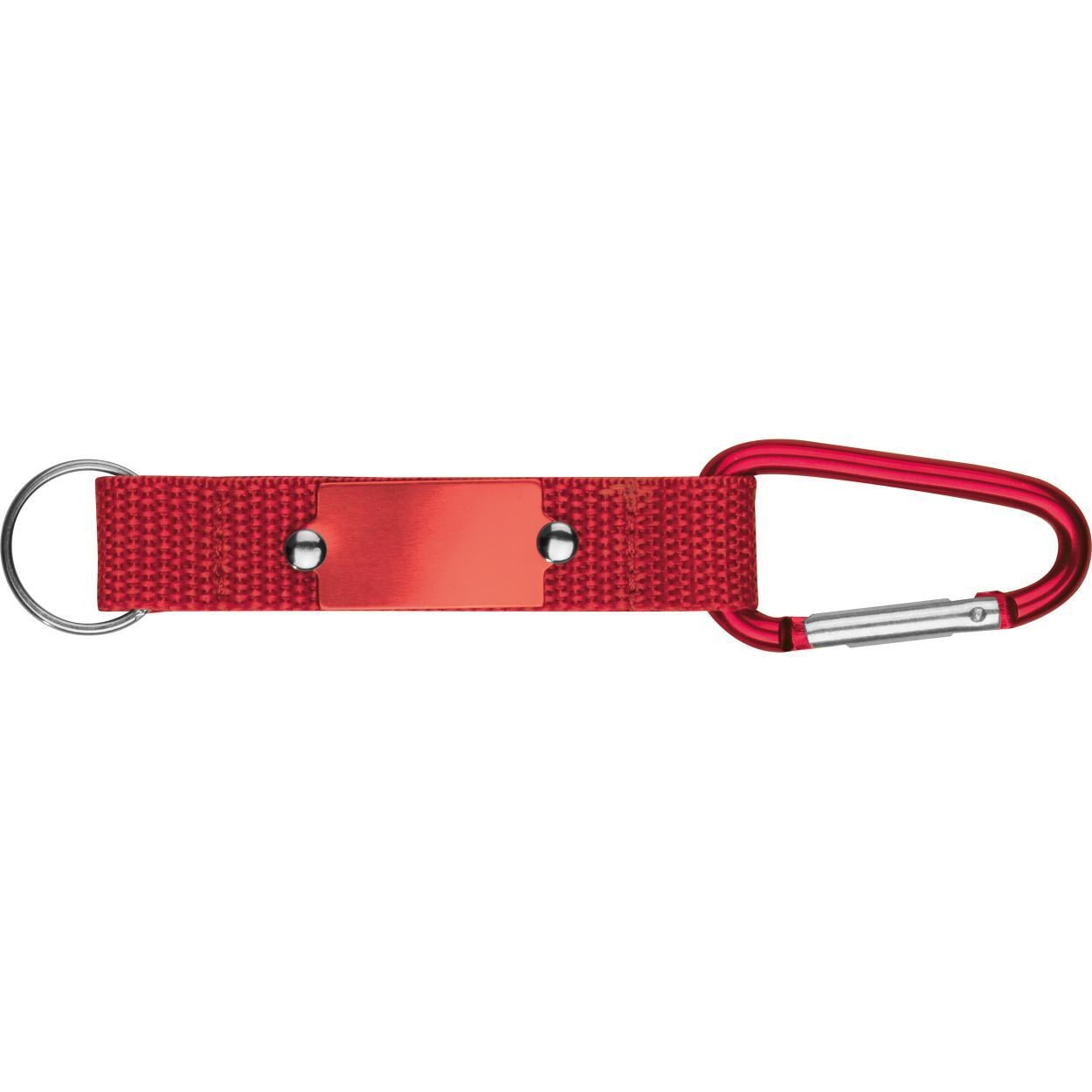 Sleutelhanger met karabijnhaak en metalen plaatje sample