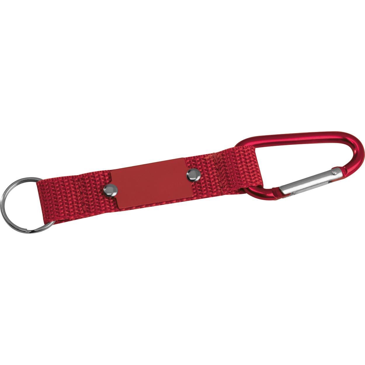 Sleutelhanger met karabijnhaak en metalen plaatje sample