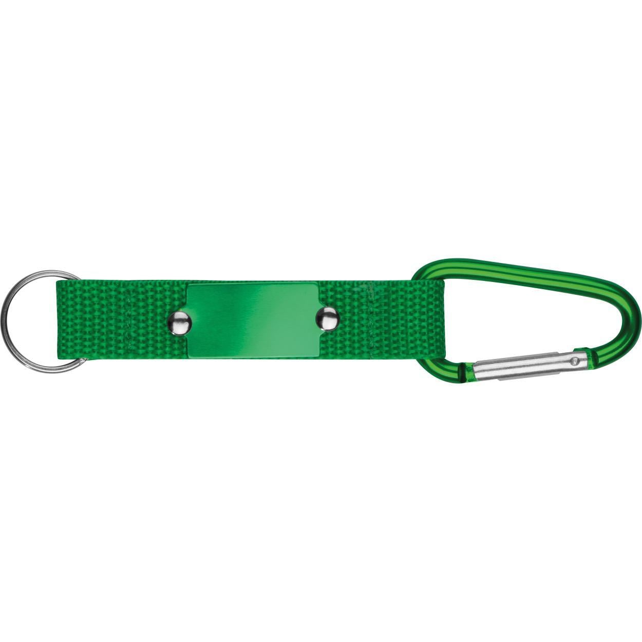 Sleutelhanger met karabijnhaak en metalen plaatje sample