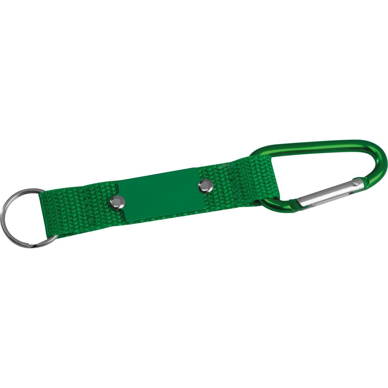 Sleutelhanger met karabijnhaak en metalen plaatje sample