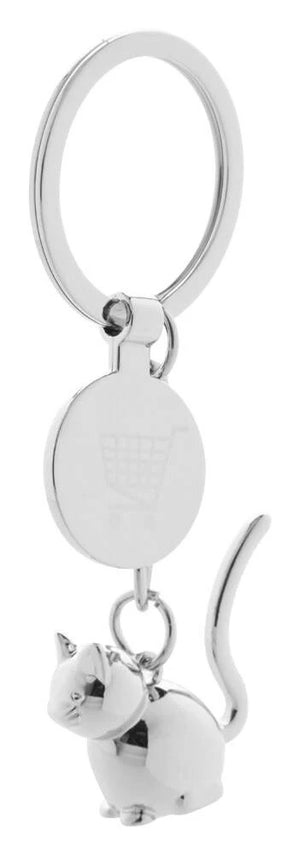 winkelwagenmuntje sleutelhanger, hond Hoinzo zilver onbedrukt 13391
