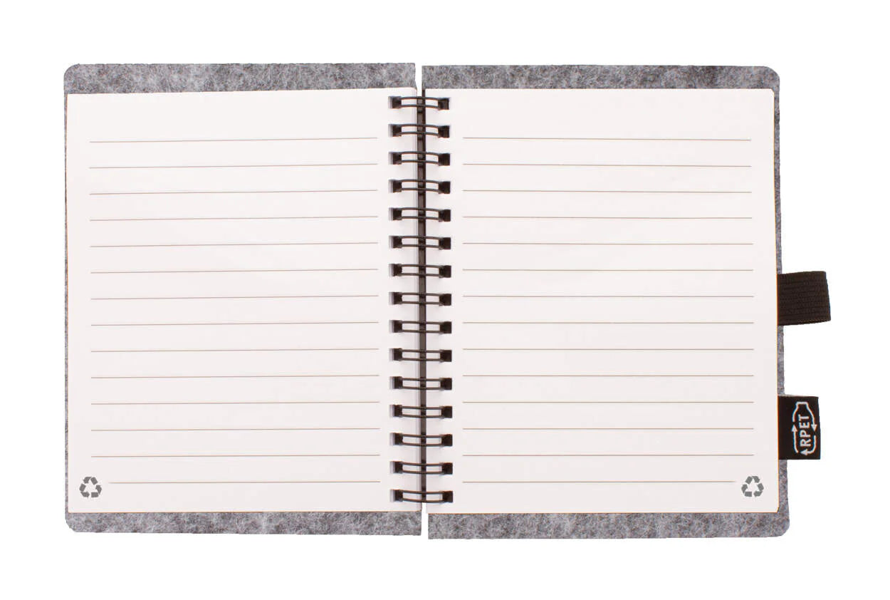 RPET-notitieboekje Felbook A6 grijs 2 kleuren 10383