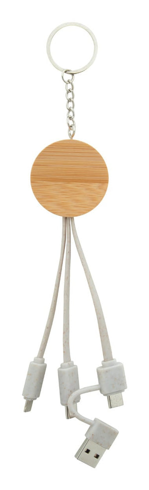 sleutelhanger met USB-oplaadkabel Mugory beige onbedrukt 11466