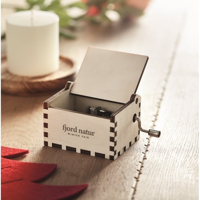 Houten kerst muziekdoos 5248