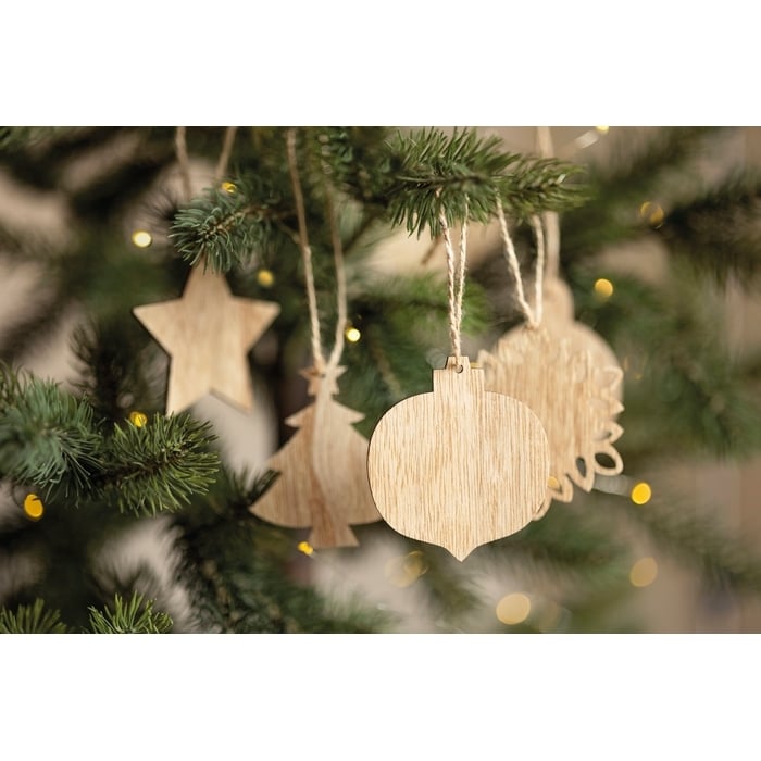 Houten kerstversiering set 5283