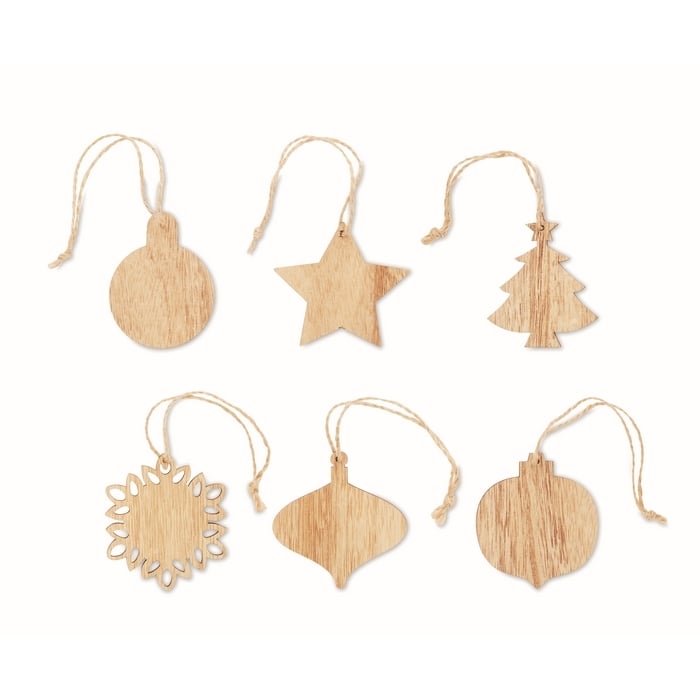 Houten kerstversiering set bedrukken