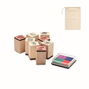8 houten kerststempelset bedrukken