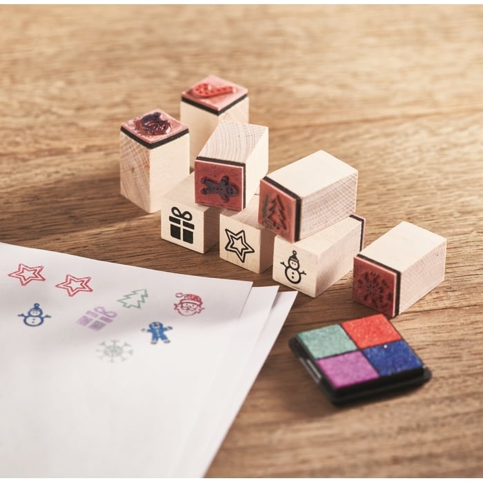8 houten kerststempelset sample