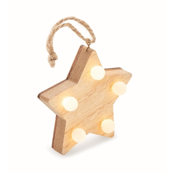 Houten ster met lichtjes 5311