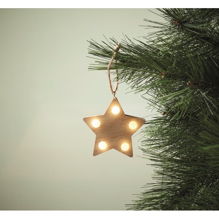 Houten ster met lichtjes 5315