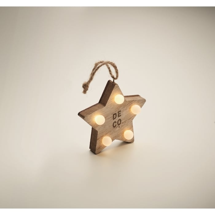Houten ster met lichtjes 5318