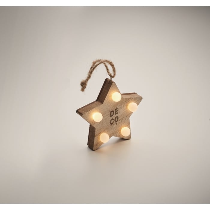 Houten ster met lichtjes 5317