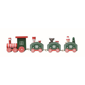 Houten decoratie kersttrein 5240