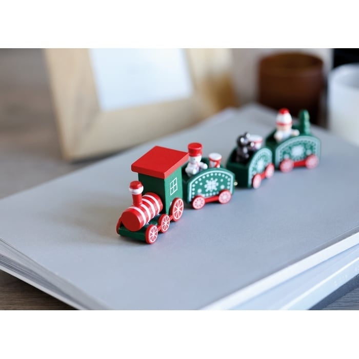 Houten decoratie kersttrein 5243