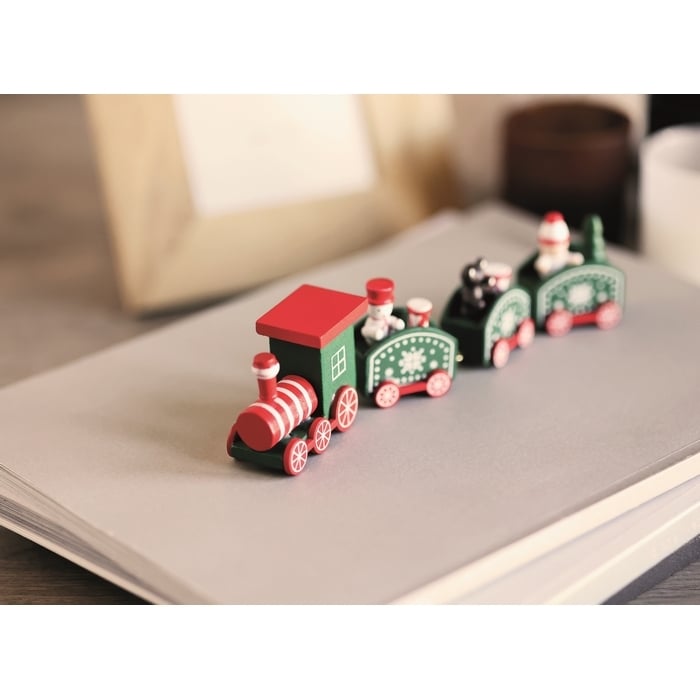 Houten decoratie kersttrein 5244